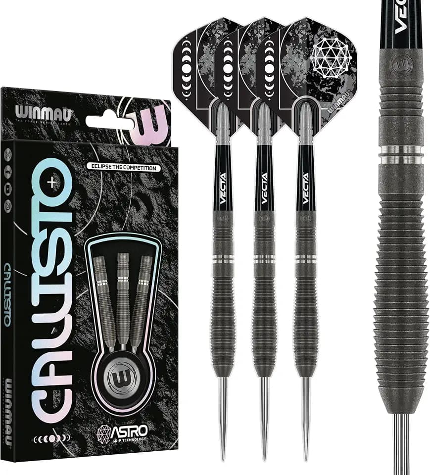 WINMAU Darts Callisto Series 90% professionelles Dart-Set mit Wolfram-Stahlspitze, mit Dart Flüge und Dart-Schäften – DREI Ausführungen erhältlich in den Gewichten 22 g, 23 g, 24 g, 25 g und 26 g