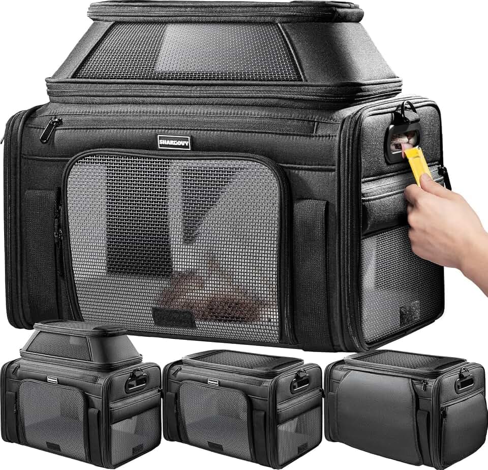 Top-Expandable Pet Carrier with Treat Pet Window,17x11x9.5 Airline Approved