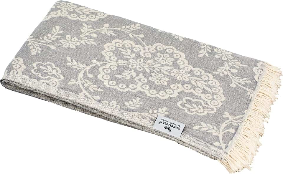 Carenesse Jacquard Hamamtuch Paisley 90 x 175 cm grau 100% Baumwolle