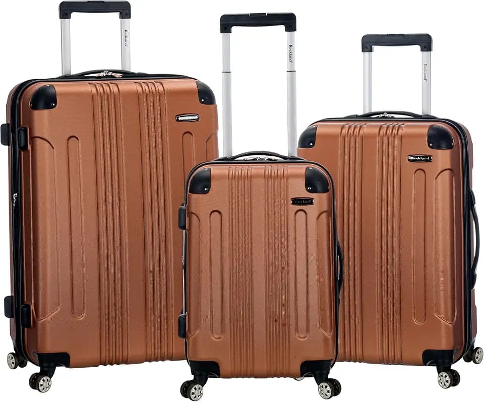 Rockland London Hardside 3 Piece Expandable Spinner Wheel Luggage Set, (20"/24"/28"), Brown