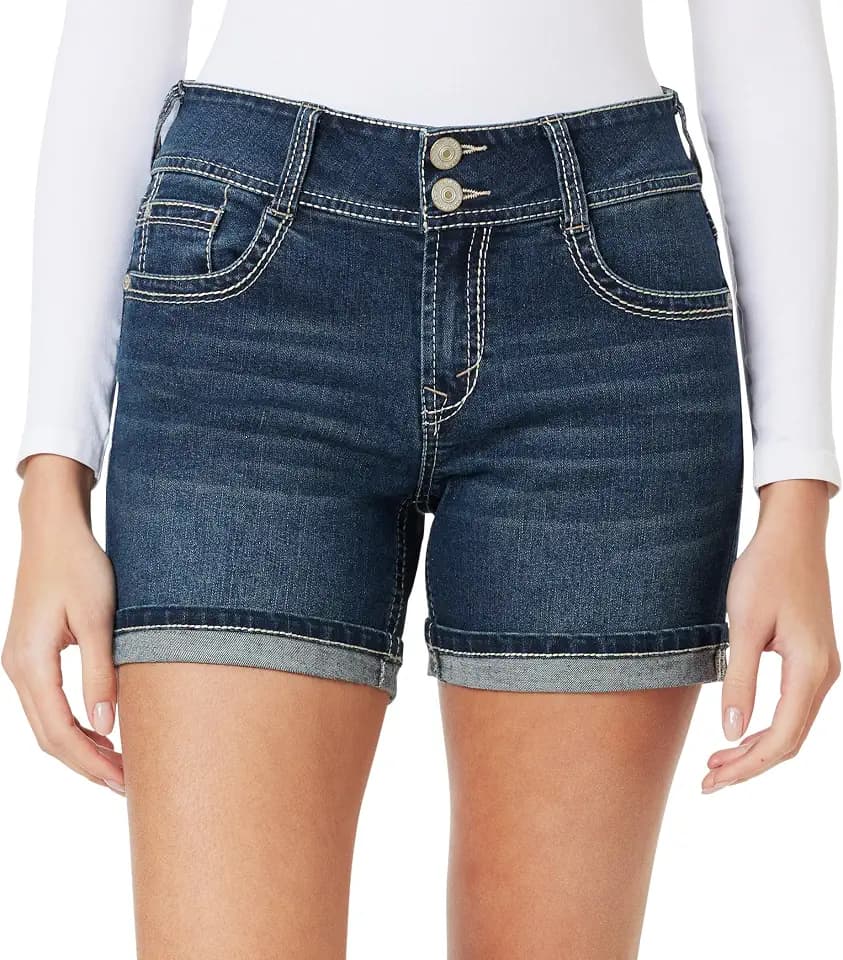 WallFlower Women's Luscious Curvy Denim Shorts - Short, Midi & Bermuda