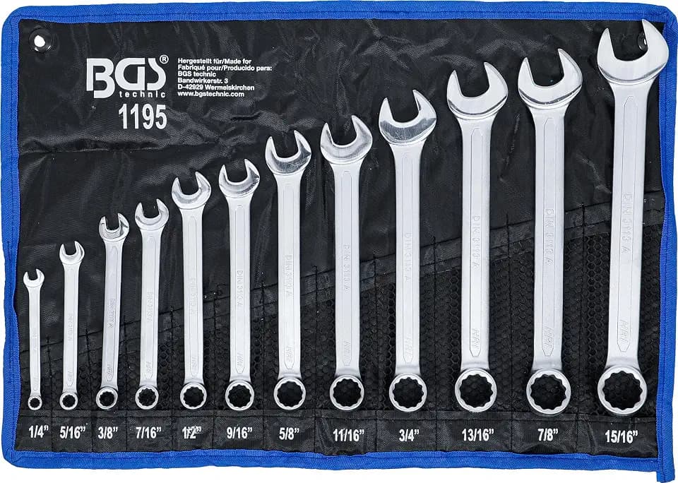 BGS 1195 | Maul-Ringschlüssel-Satz | Zollgrößen SW 1/4" - 15/16" | 12-tlg.