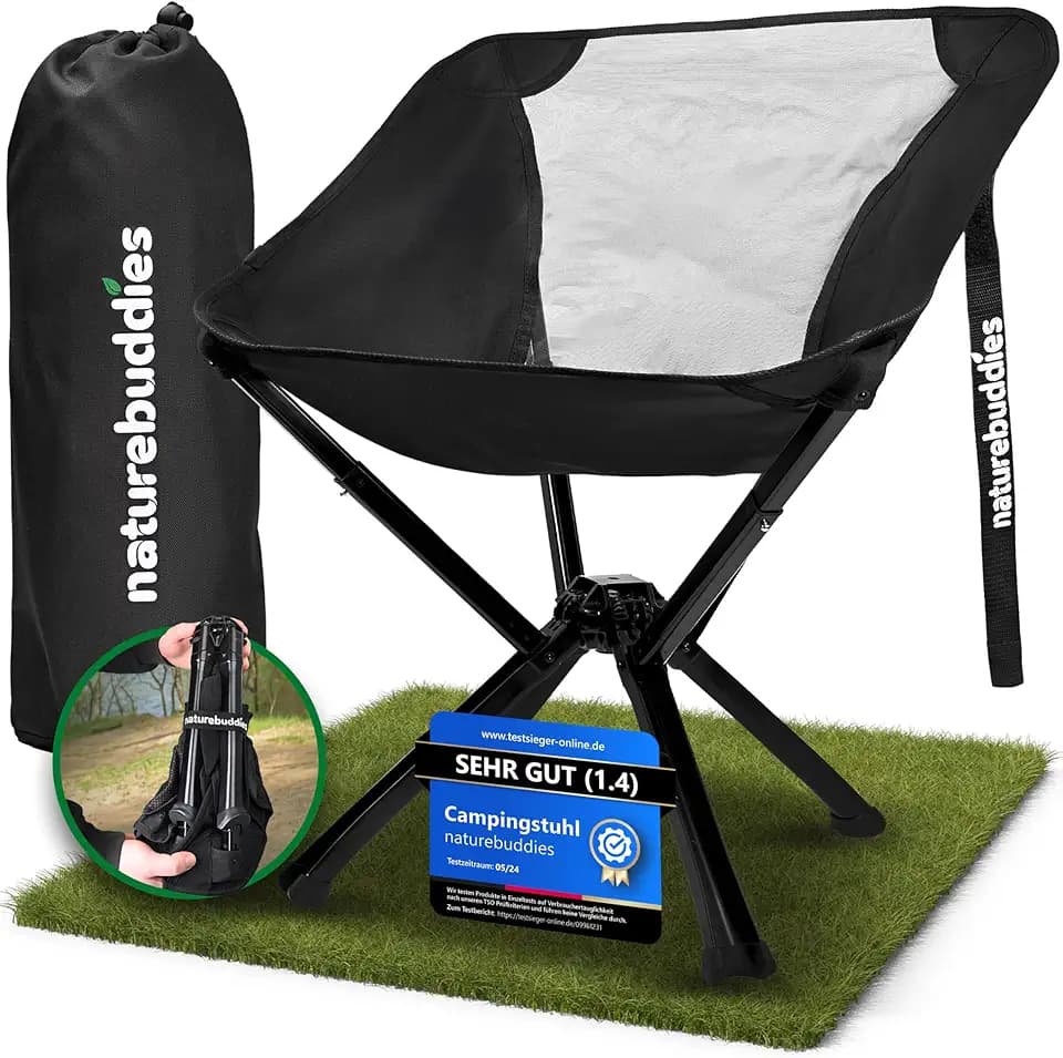 naturebuddies® Campingstuhl Faltbar Ultraleicht bis 150 kg Kompakt
