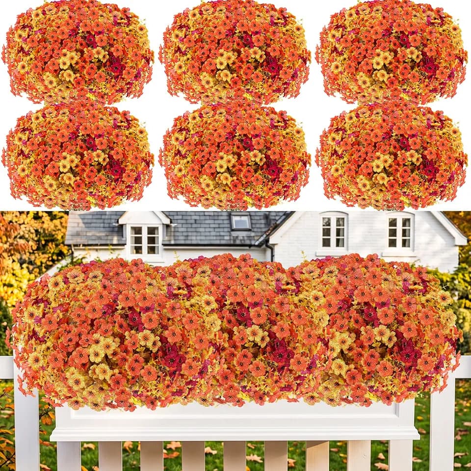 13 Bundles Artificial Fall Flowers Fake Mums for Outdoor (Autumn Colors)