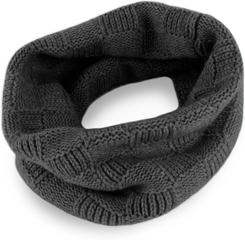 Love Cashmere Herren 100% Kaschmir-Schlauchschal mit Schachbrettmuster - Dunkelgrau - Handgefertigt in Schottland