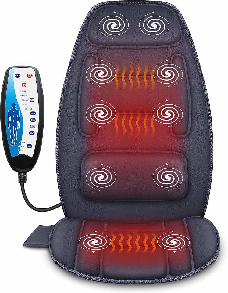 Snailax Massagesitzauflage mit Wärme, 10 Vibrationsmotoren Massageauflage mit Vibration für Rücken und Nacken, Sitzkissen zur Entspannung, Rückenmassagegerät für Hause Büro, Geschenke