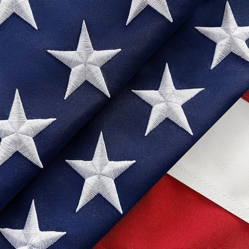 American Flag 3x5 FT Outdoor – Heavy Duty 240GSM Spun Polyester, Tear-Resistant & Waterproof, All-Weather High Wind US/USA Flag with Embroidered Stars, Sewn Stripes & Brass Grommets