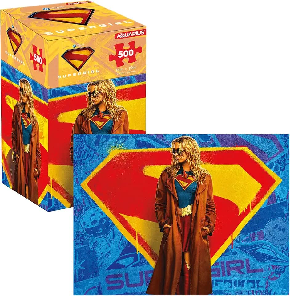 AQUARIUS DC Comics Supergirl 500 Piece Jigsaw Puzzle Vertical Box – Officially Licensed Kara Zor‑El Superhero Collectible Art 14"×19"