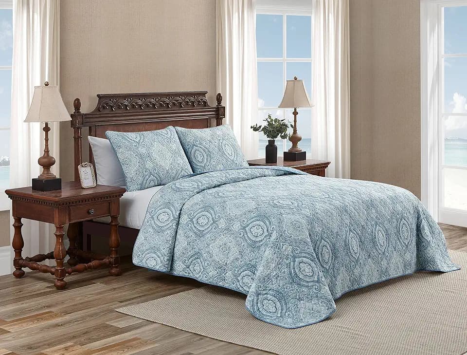 Tommy Bahama - Twin Quilt Set with Shams, Cotton, Reversible