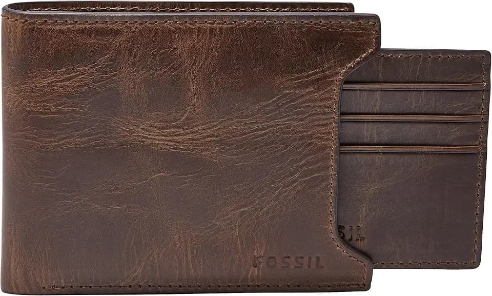 Fossil Men's Leather Bifold Sliding 2-in-1 with Removable Card Case Wallet for Men