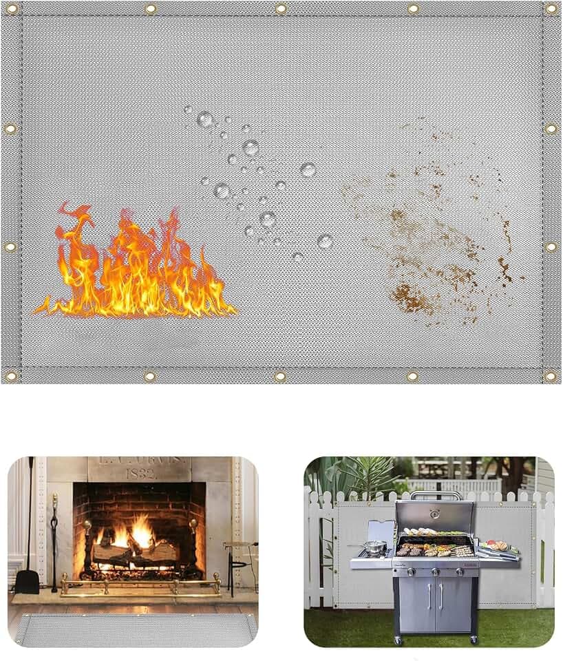 3' X 4' Grill Heat Shield for Deck Railing, Fireproof Heat Shield for Grill