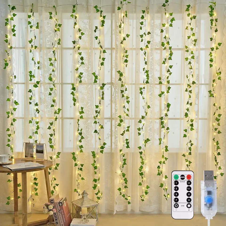 JMEXSUSS Vine Curtain Lights, 200 LED Vines with Fairy Lights for Bedroom