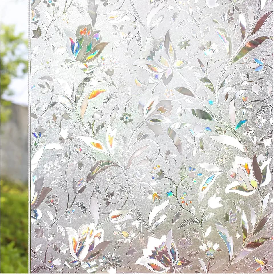 CottonColors Window Privacy Film 35"x78", 3D Rainbow Window Film