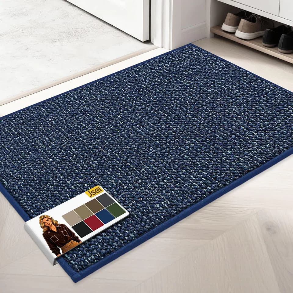 JSEI Dirt Trapper Door Mat 24" x 36", Non-Slip Washable Doormats, Blue