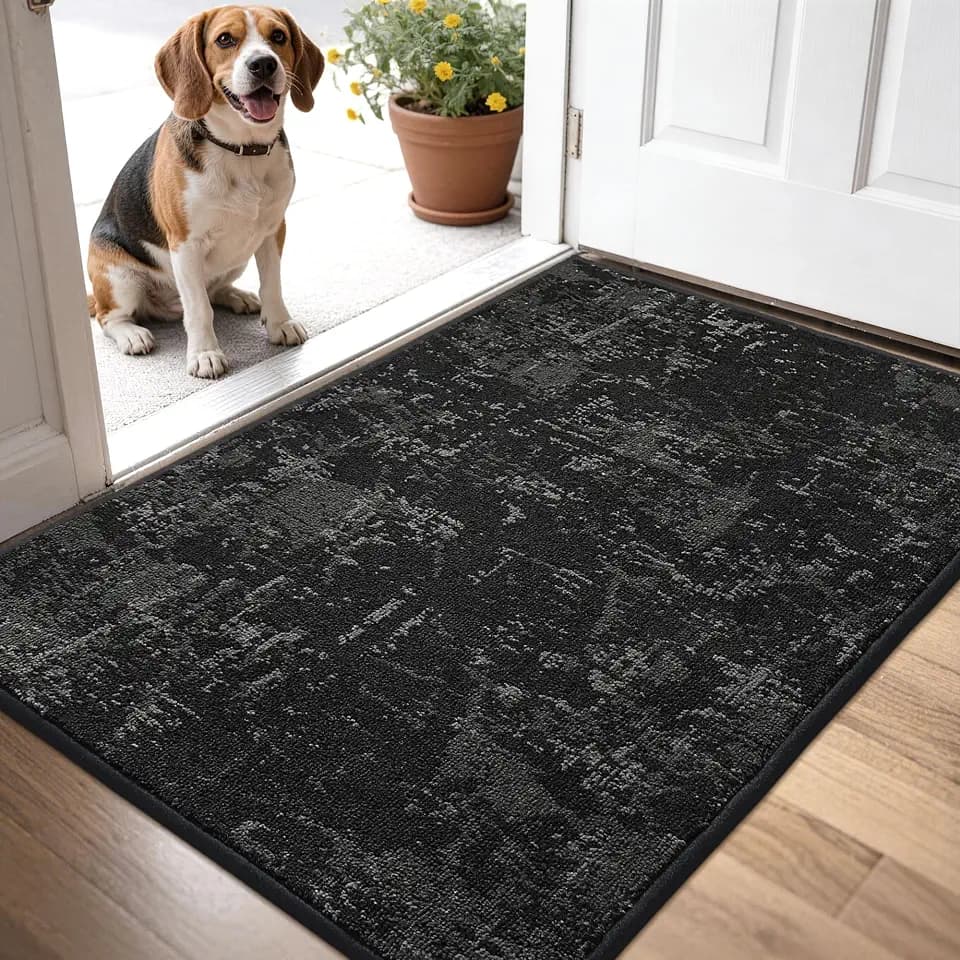 BEQHAUSE Door Mat Indoor Entrance Dirt Trapper Washable, 32x48in, Black