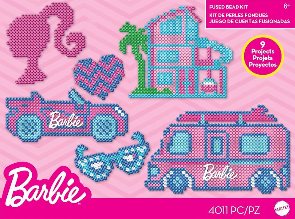 Perler 80-57199 Mattel Barbie Fused Bead Deluxe Activity Kit, 9 Unique Patterns, Multicolor, 4011 Pieces