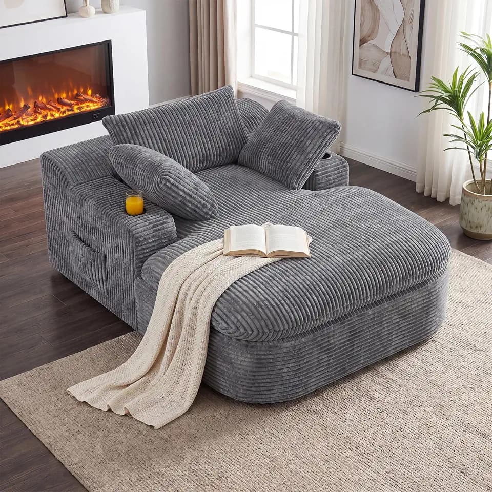 Schlafsofa mit Schlaffunktion 169cm, Sofa mit Getränkehalter, Grau