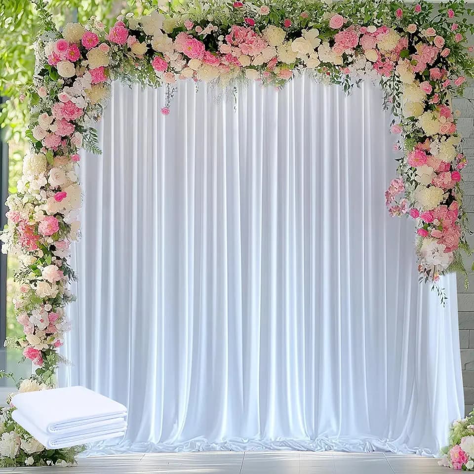 Wokceer White Backdrop Curtain Drapes for Parties, 2Pack 10x10FT