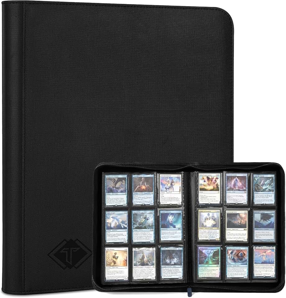 Kartenbinder für Trading Card 9 Pocket,Zip MTG Kartenbinder mit 432 Side Loading Pocket,Kartenalbum Fit für TCG Baseball Football Sports Card,Einfaches Einlegen der Karten Sammlung Binder Schwarz