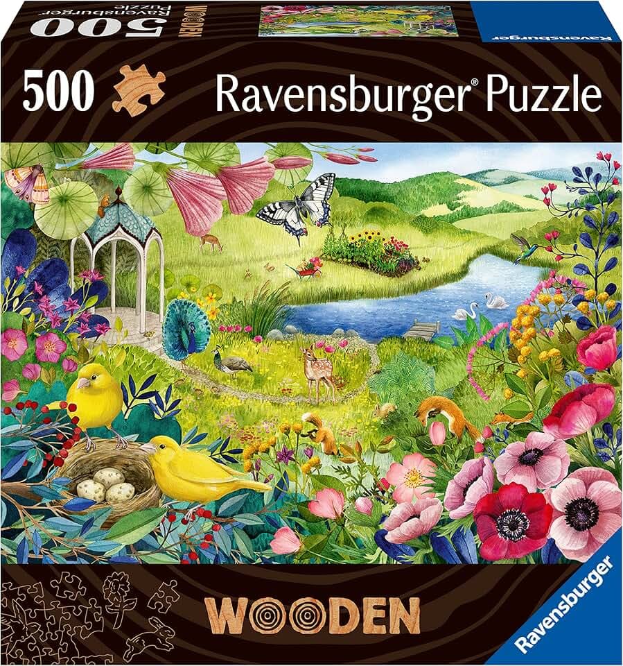 Ravensburger Wooden Puzzle 17513 - Wilder Garten - 500 Teile Holzpuzzle mit stabilen, individuellen Puzzleteilen und 40 kleinen Holzfiguren (Whimsies), für Erwachsene und Kinder ab 14 Jahren