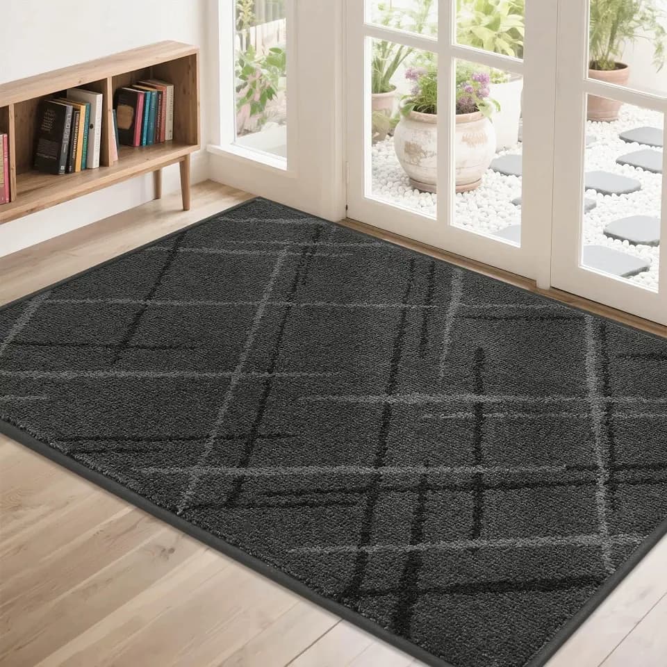 COSY HOMEER Front Door Mat Low Profile Non-Slip Doormat for Entryway,Grey