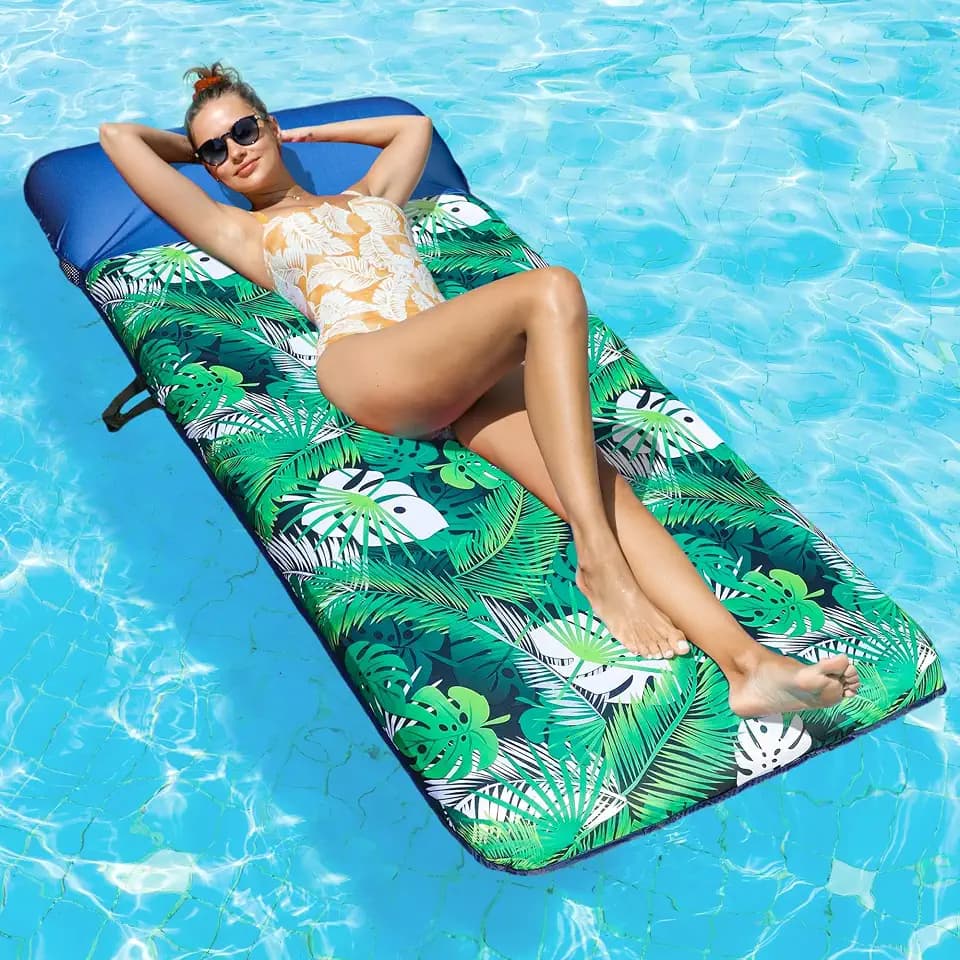 FindUWill Oversized Pool Float Lounger for Adults - 72" Extra Large Heavy Duty Pool Floats, Soft Fabric Covered Pool Rafts for Backyard, Lake & Beach