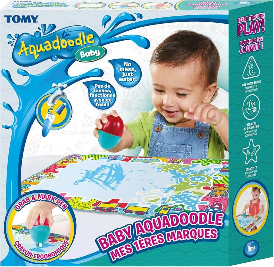 Aquadoodle Baby Wasser Doodle Matte, Offizielle Tomy No Mess Färbung und Zeichnung Spiel, Baby Wassermatte Geeignet für Babys, Jungen und Mädchen ab 9 Monaten, 1, 2, 3 Plus Jahre alt