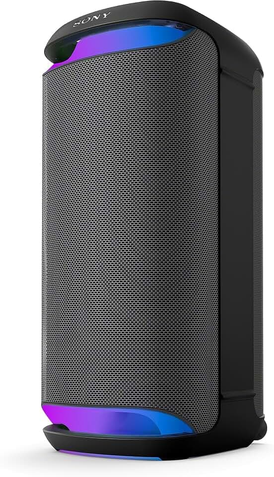 Sony SRS-XV800 - Bluetooth, Party Box Lautsprecher, Kraftvoller 360° Sound, tragbar, 5 Front-/2 Rücklautsprecher, MEGA Bass, 25h Akkulaufzeit, LED Licht, IPX4 wasserdicht, Schnellladung– Schwarz