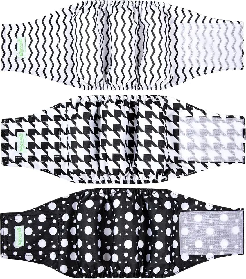 wegreeco Washable Male Dog Belly Band (Stylish Pattern)- Pack of 3 - Washable Male Dog Belly Wrap, Dog Diapers Male (Houndstooth, Medium)