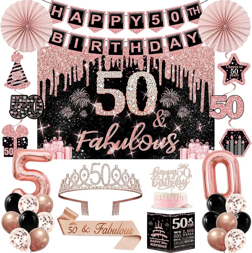 50th Birthday Decorations for Women, 32pcs 50th Birthday Party Decorations