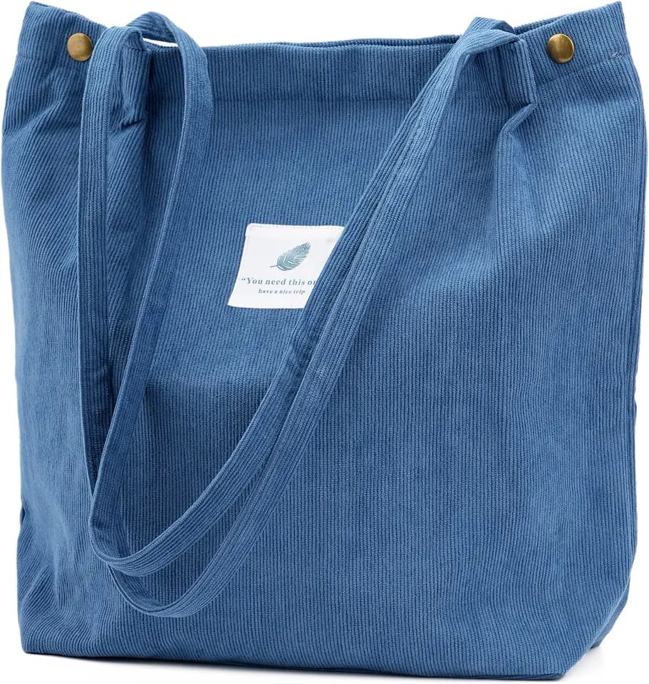 TOPASION Cute Corduroy Tote Bag Canvas Shoulder Handbags for Women Travel Shopping