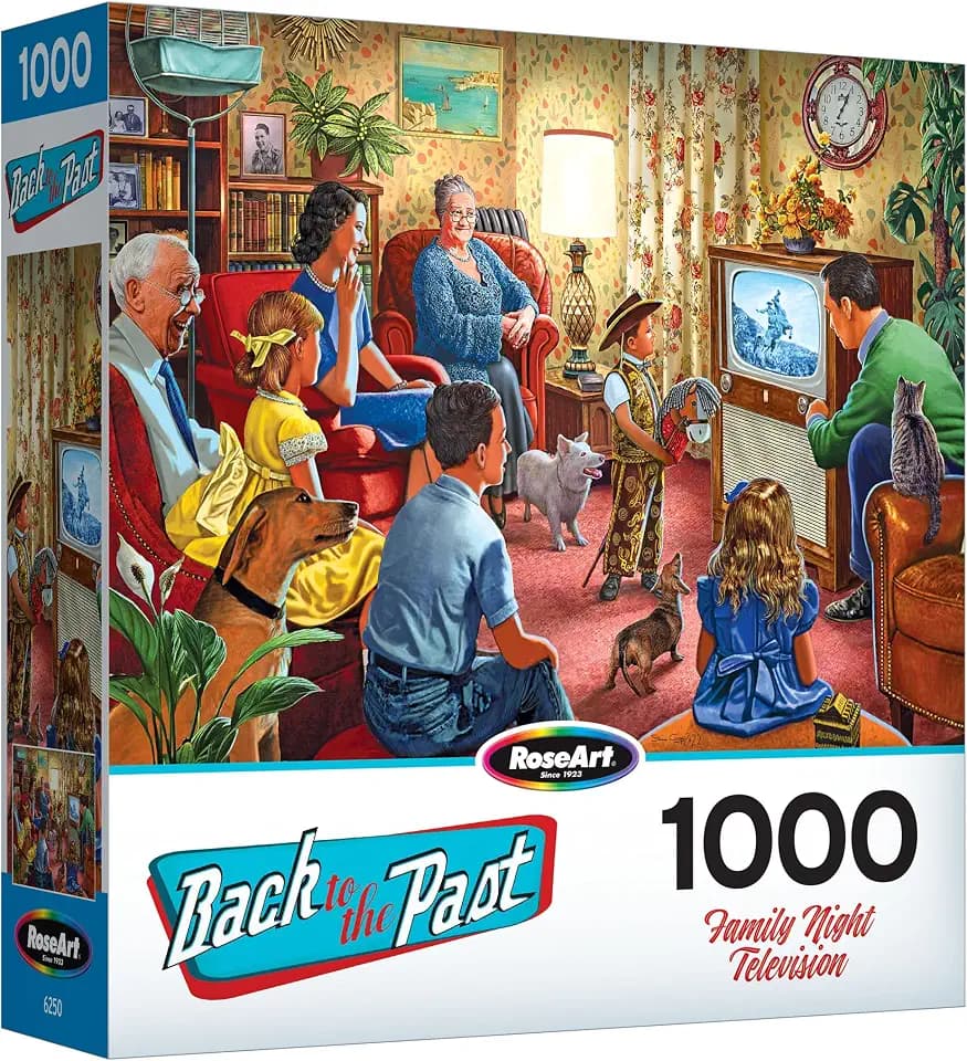 RoseArt - Back to The Past - Family Night Television - 1000 Piece Jigsaw Puzzle for Adults