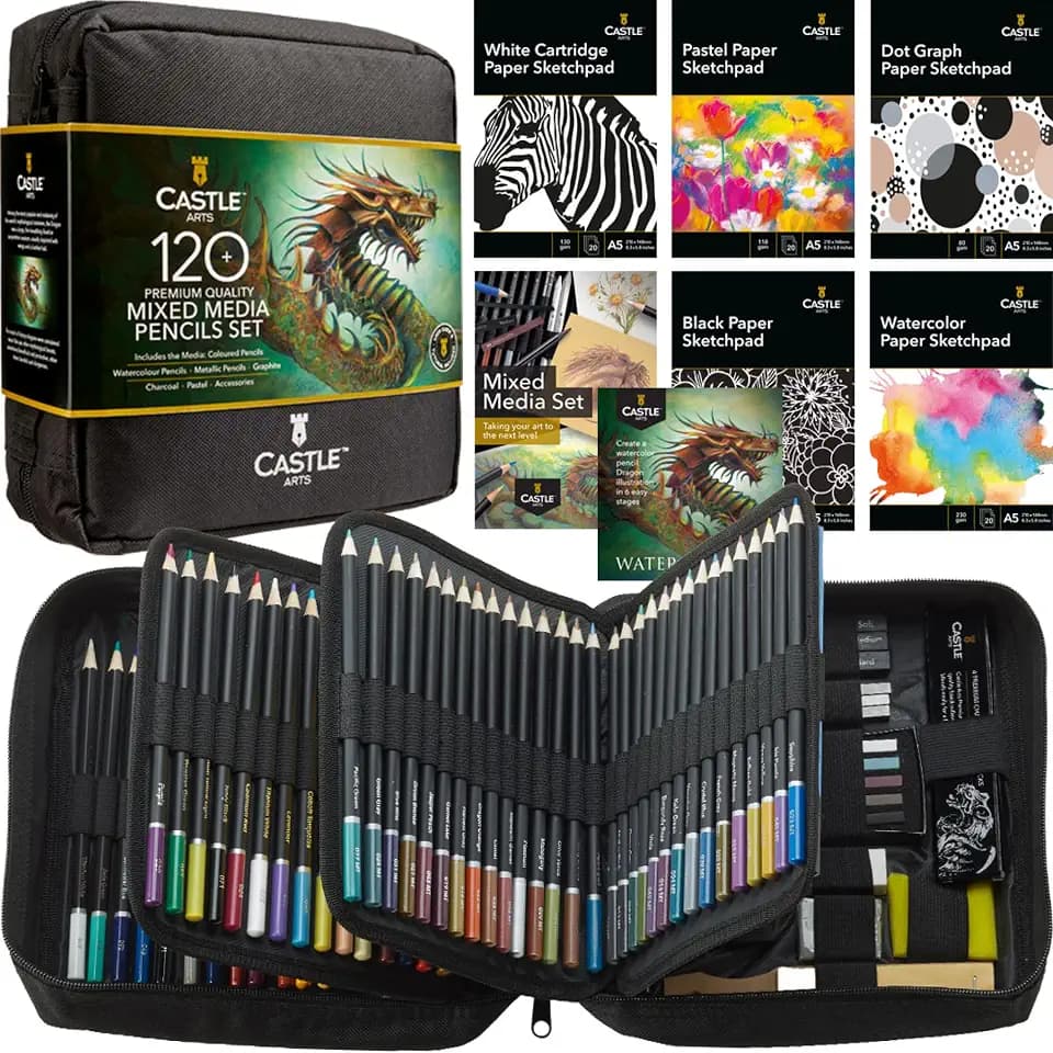 Castle Art Supplies Mixed-Media-Set - 120+ Künstlerstifte für Profis