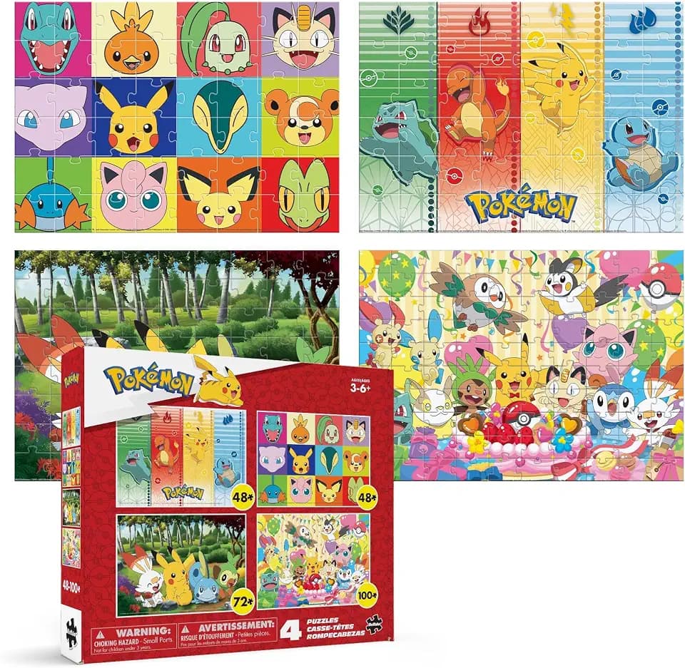 Buffalo Games Pokémon Puzzle, 500 Pieces Each, 4 Pack, 4 Posters, Ages 6-8
