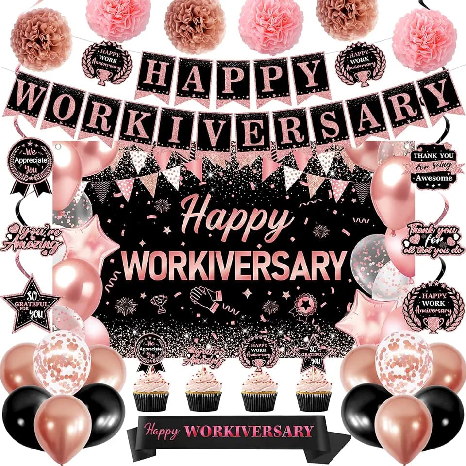 DARUNAXY Happy Workiversary Party Decorations for Women Girls(31PC)