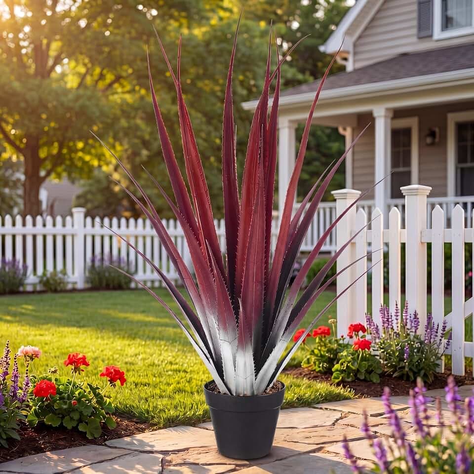 Giegxin 1 Pc 26 Inch Artificial Red Aloe Vera Plant in Pot