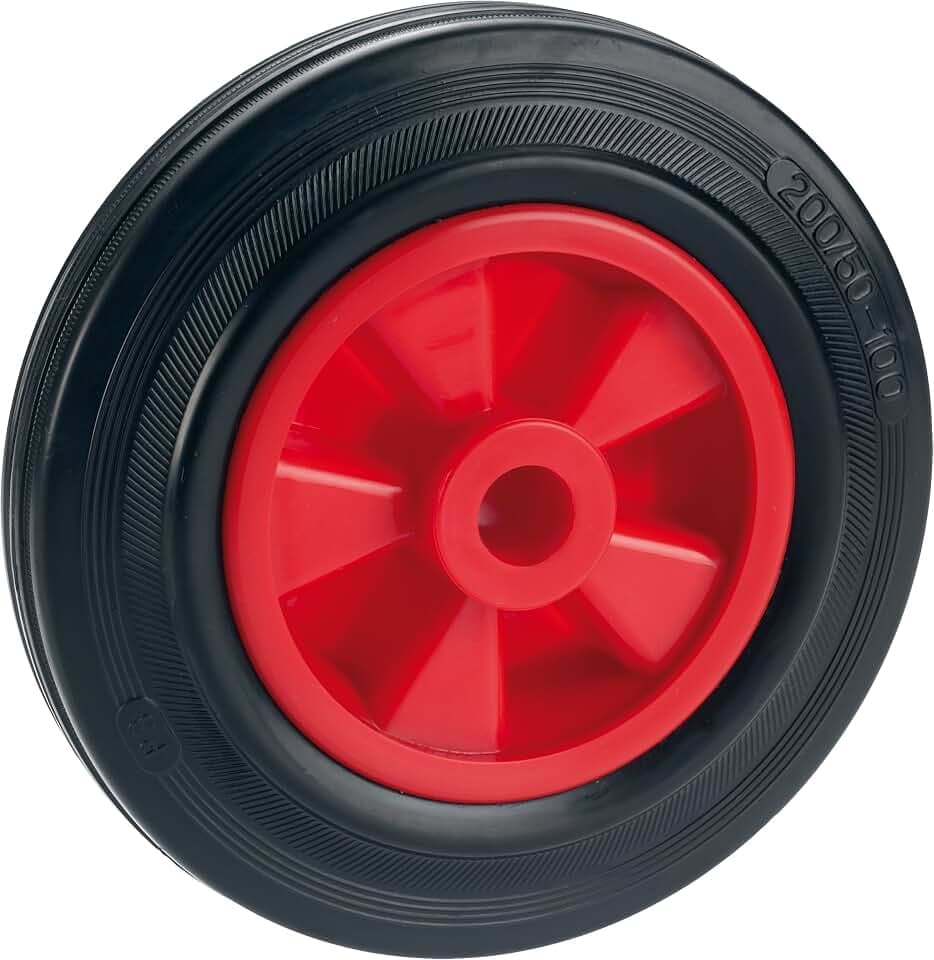Dörner + Helmer Vollgummi-Rad, 160mm x 40mm x 20mm, 120kg Tragkraft, 58mm Nabe, Kunststofffelge, Bodenschonend, Rot