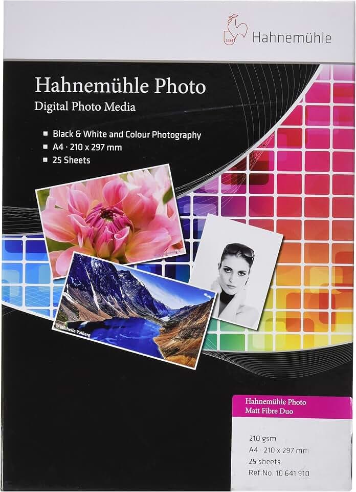 Hahnem?hle 10641910 Photo Matt Fibre Duo Papier, 210 g/m?, DIN A4, 210 x 297 mm, naturwei?