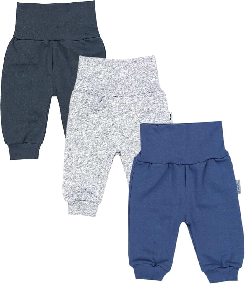 TupTam Pumphose Baby Jungen 3er Pack – Bequeme Baby Hosen Jungen aus Baumwolle mit Bund und Fußbündchen