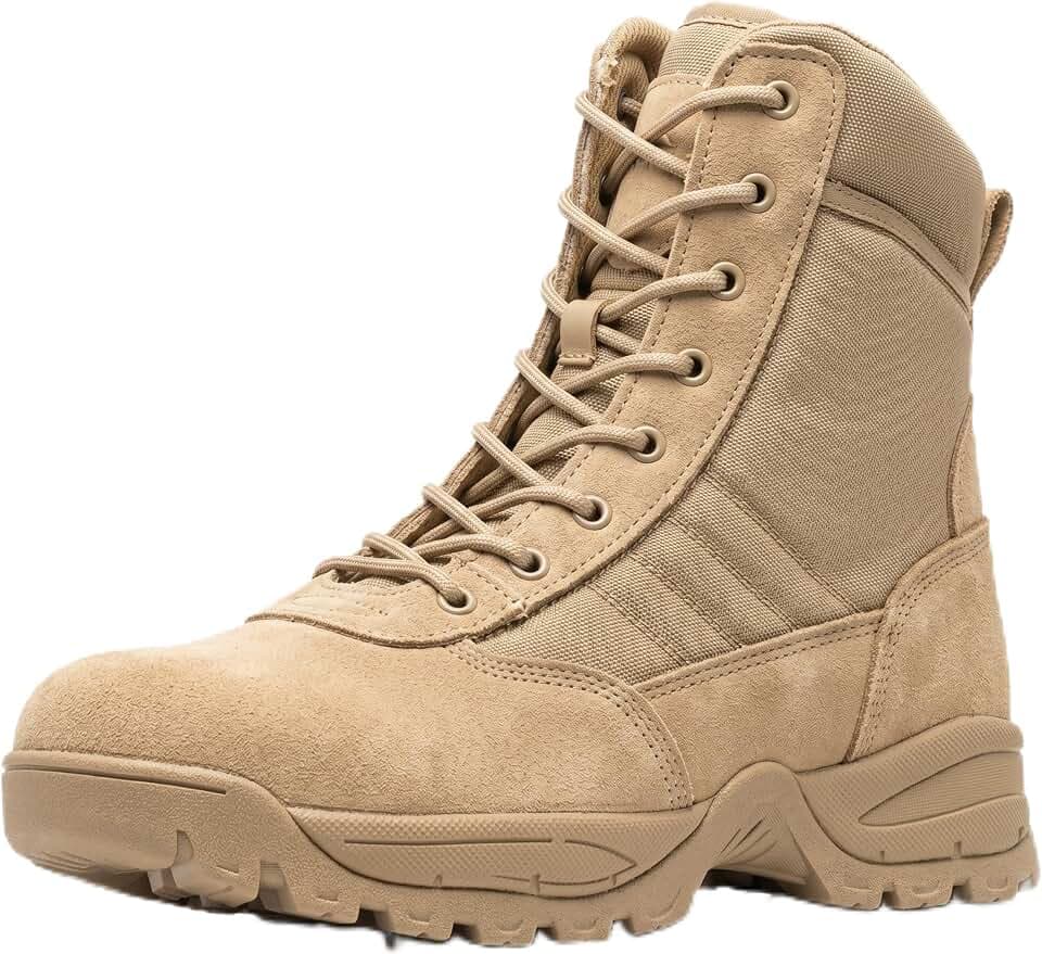 Men's Military Tactical Work Boots Side Zipper Combat boots 6/8inch