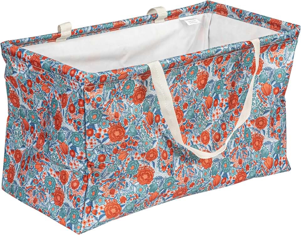Household Essentials Flower Print Krush Container All-Purpose Utility Tote, Multicolor