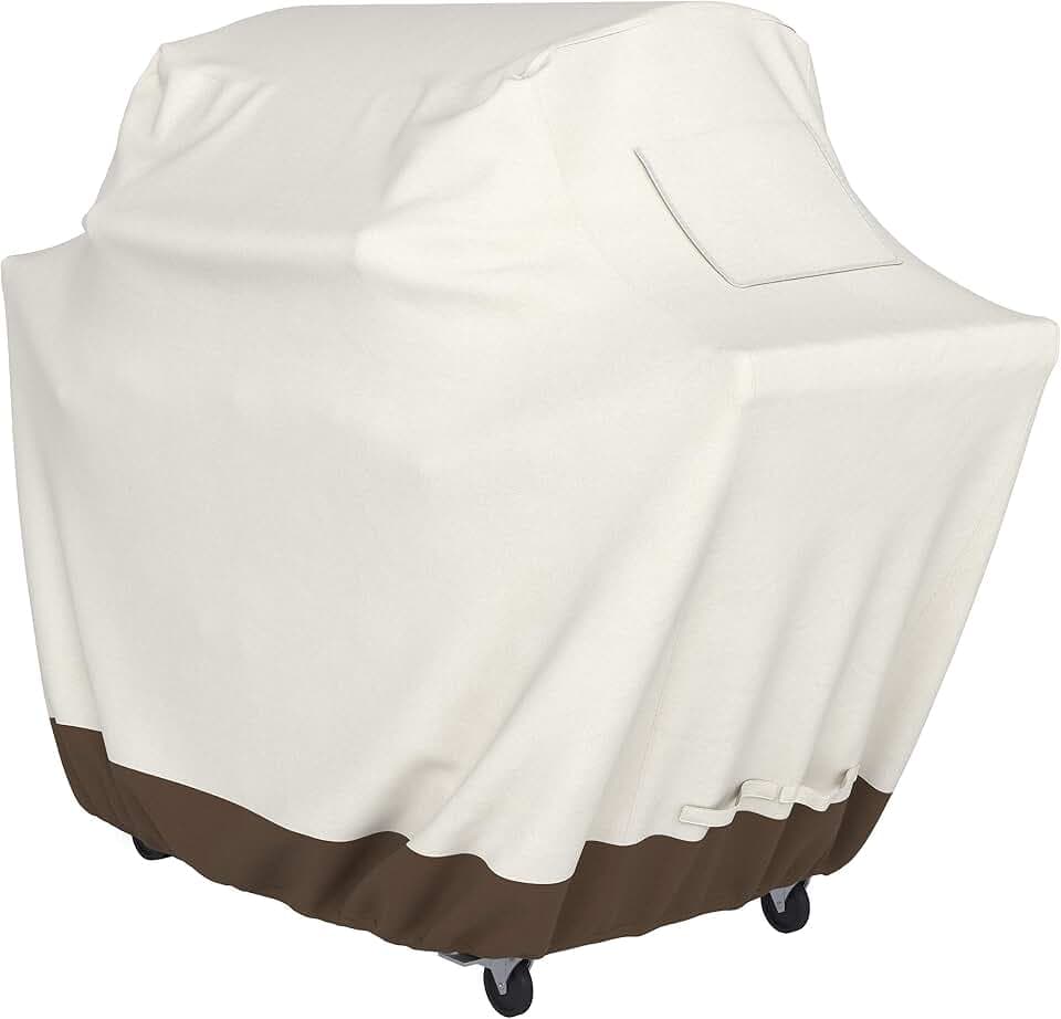 Amazon Basics Gas Grill Barbecue Cover for Outdoor, Waterproof, UV Resistant, Weather Resistant, All Weather Protection, Durable, 65 inch, Large, Beige