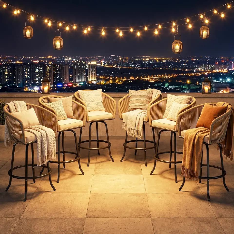 YITAHOME 27" Bar Stools Set of 6 with Arms & Cushions