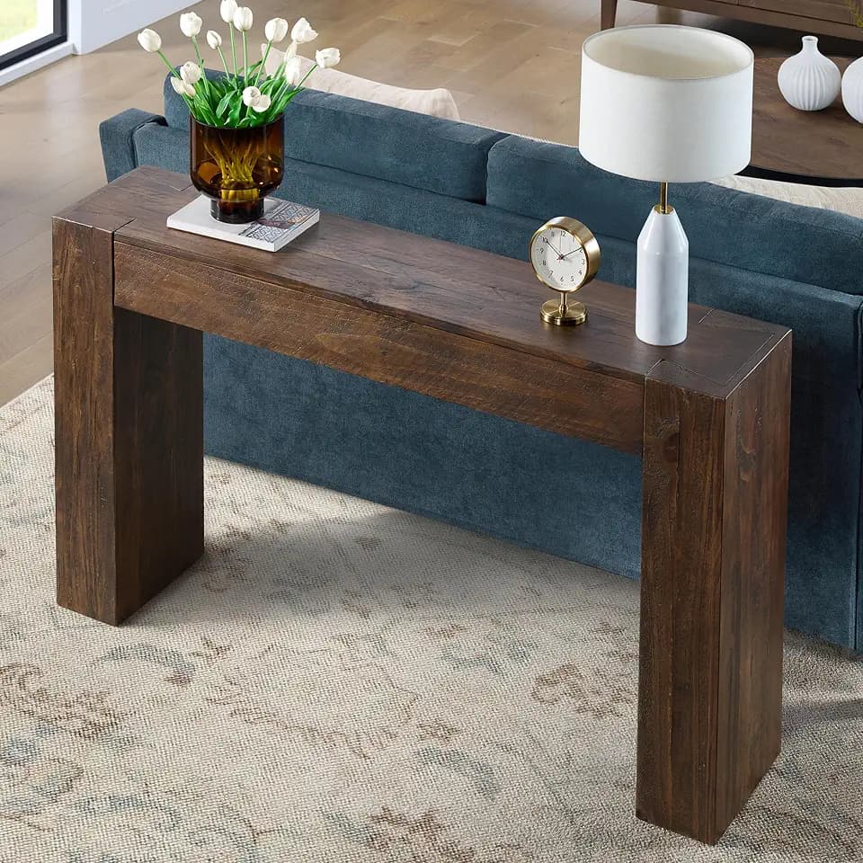 Alaterre Furniture Stockyard Solid Wood Console Table, Brown, 56 Inch