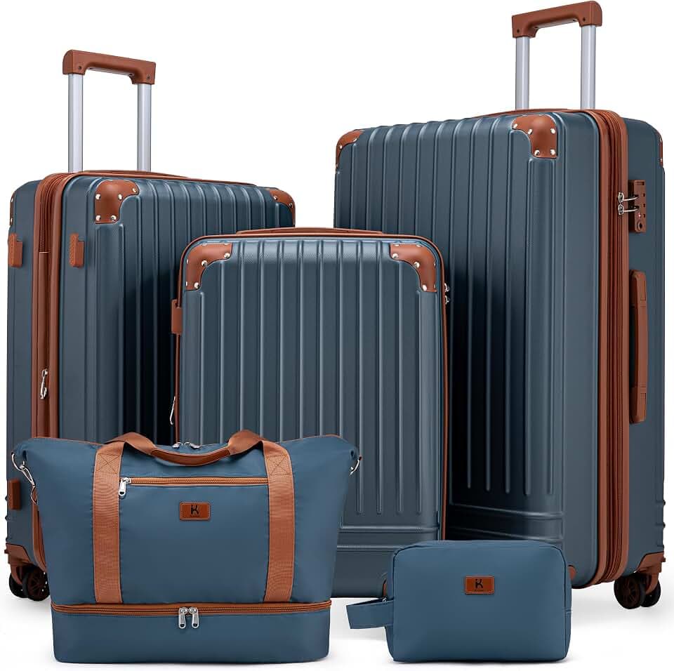 KUNEL Luggage Sets 5 Piece, Hardshell Expandable Suitcase, 20/24/28inch