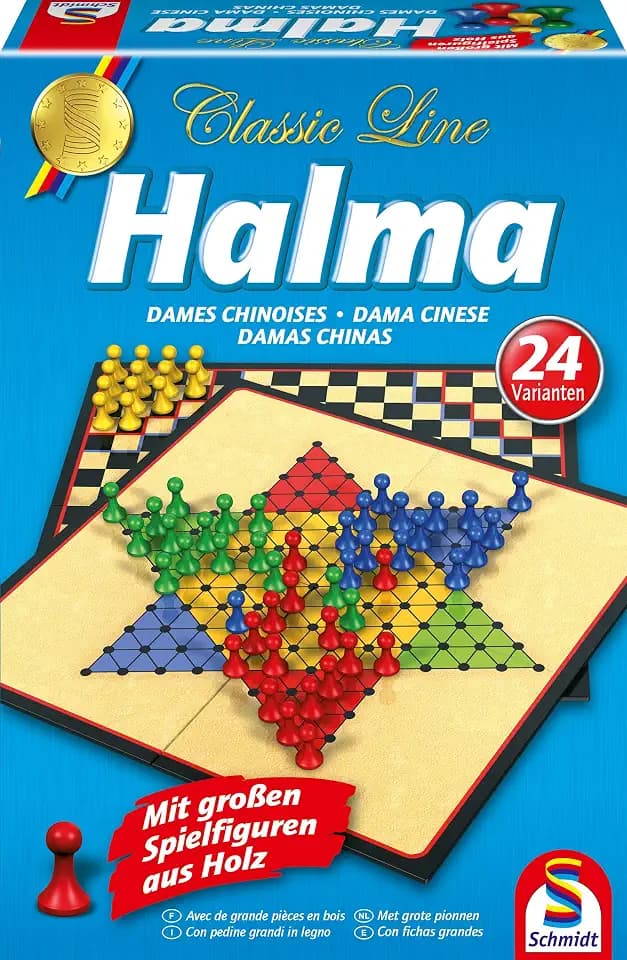 Schmidt Spiele 49217 Classic Line, Halma, mit großen Spielfiguren aus Holz