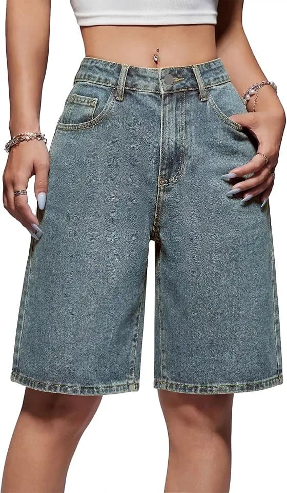 EMMIOL Women Jorts Wide Leg Jeans High Waisted Denim Bermuda Shorts