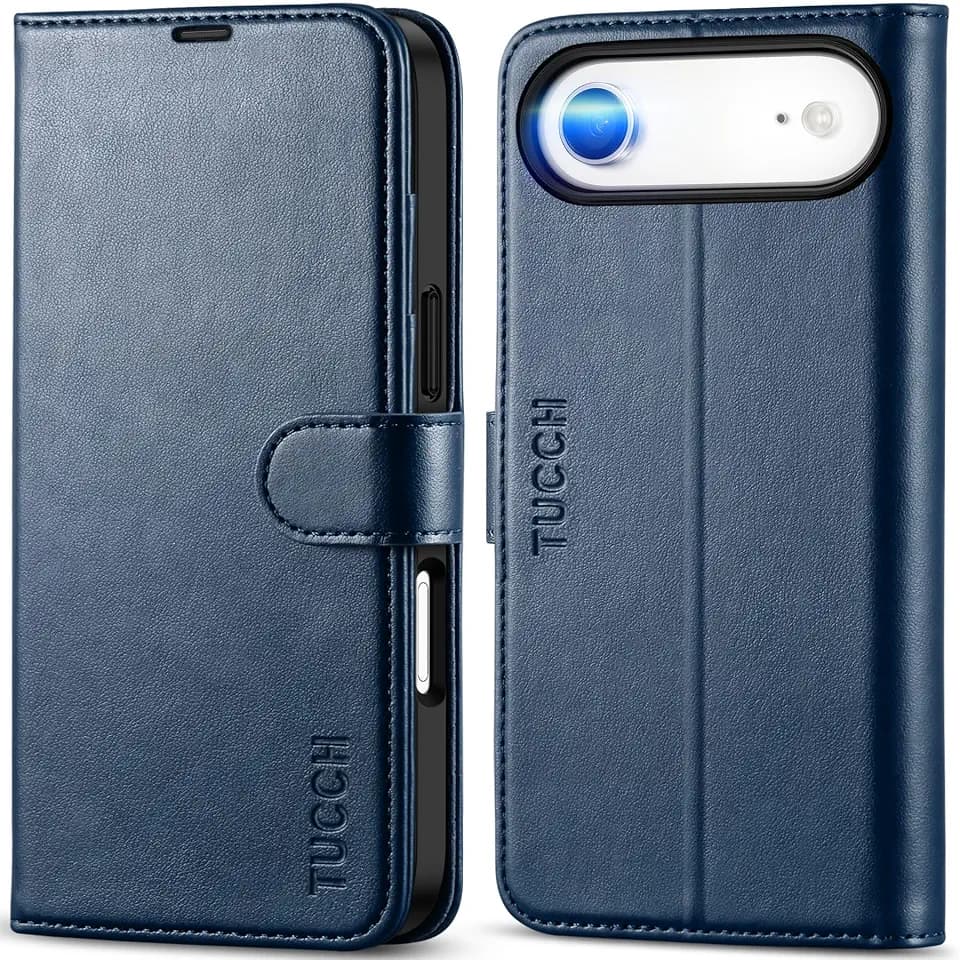 TUCCH Case Wallet for iPhone Air 6.5" 2025, RFID Blocking Folio, Dark Blue