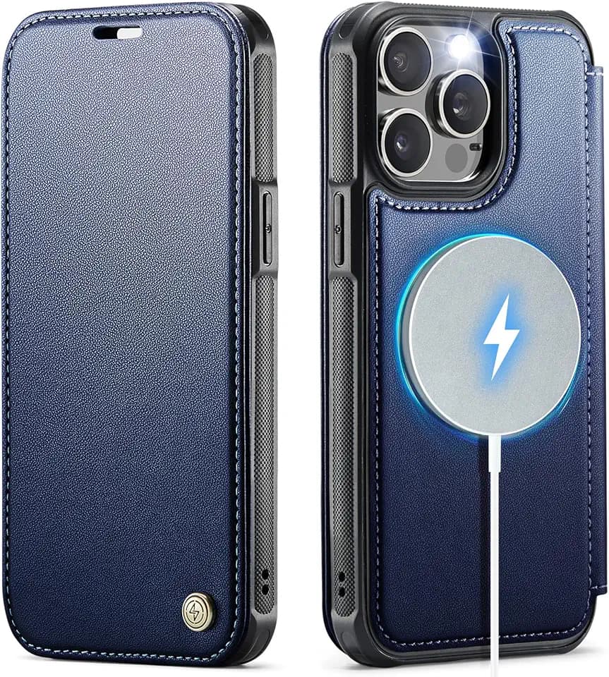 for iPhone 15 Pro Wallet Case Compatible with Magsafe, Deep Blue