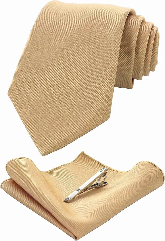 JEMYGINS Herren Hochzeit Krawatten und Einstecktuch krawattenklammer Set einfarbig